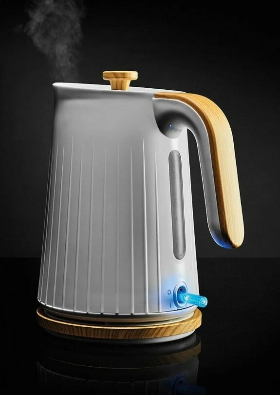 White and wood textured scandi fast clearance boil kettle 1.7 l