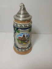 Rothenburg O.D.J. Pewter Lidded Beer Stein PRE-OWNED 