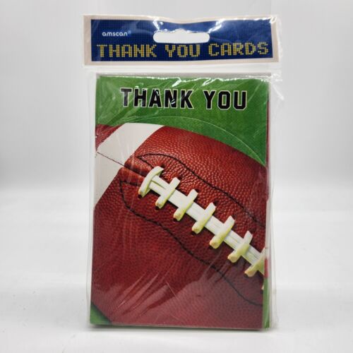 Football Fan Sports Championship All Star Sports Theme Party Thank You Cards x 8 - 第 1/2 張圖片