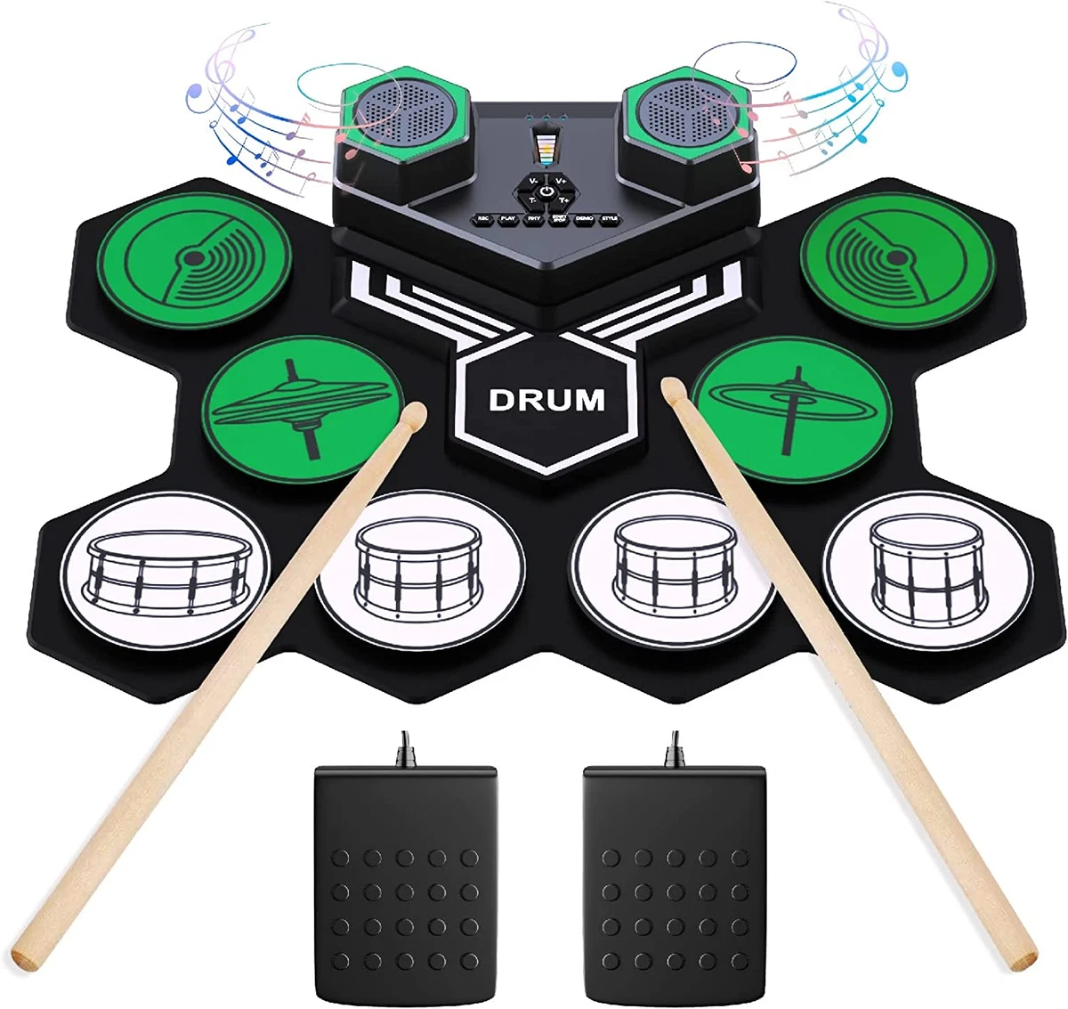 Electronic Drum Set for Kids Adults 9 Pad Digital Drum Kit Portable Rollup  Drum