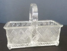 IMPERIAL PRESSED GLASS CLEAR BASKET OPEN SALT & PEPPER