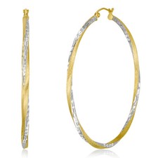 Wellingsale 14k Two Tone Gold Diamond Cut 2.6mm Hoop Earrings (55 x 55 mm)