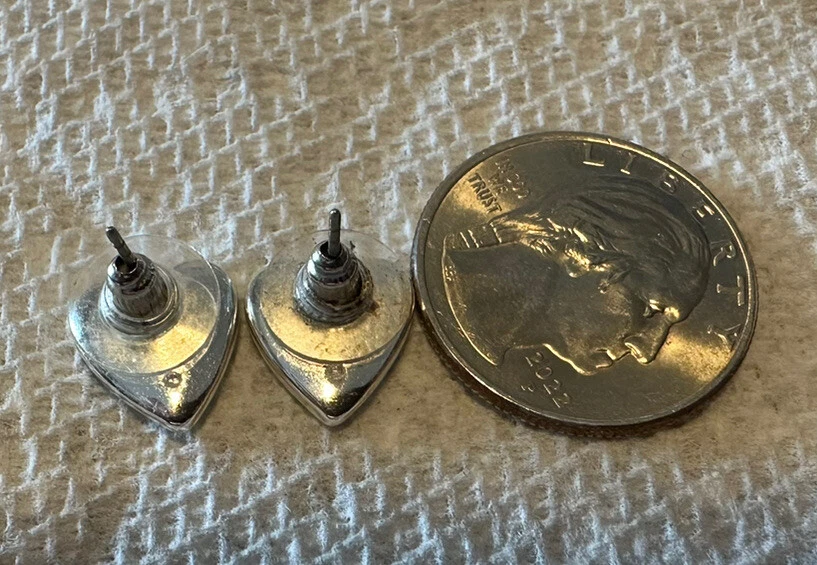 Juicy Couture White Enamel Rhinestone Heart Stud Pierced Earrings Front Banner - Image 3 of 4