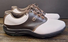 FootJoy Greenjoys 9 Medium Men Golf Shoes 45521 White/Dark Brown Saddle 
