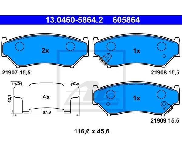 Bremsbelagsatz, Scheibenbremse Ate 13.0460-5864.2 FüR Suzuki-image