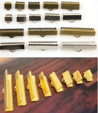  Ribbon Clip Clamps Silver  Gold Bronze Plated Tips Cord Ends Beads 5 MM to 20MM