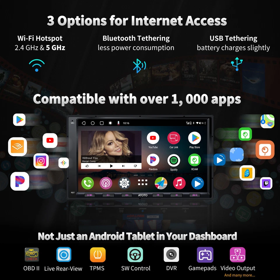 ATOTO A6PF 7 Pollici DAB+ Autoradio Android 2 DIN DAB GPS CarPlay Android Auto - Immagine 4 di 4