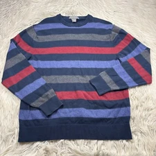 Daniel Cremieux Signature Men's M Striped Pullover Sweater Supima Red Blue Gray