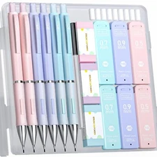 Cute Mechanical Pencil Set 0.5 mm & 0.7mm & 0.9mm with HB #2 Lead Refills Pas...