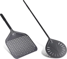 12 Inch + 9 Pizza Peel Set, Perforated Turning Peel, 12 + 9, Gray 