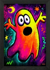 Neon Ghost – Cartoon Pop Art Monste Framed Wall Art Poster Canvas Print Picture