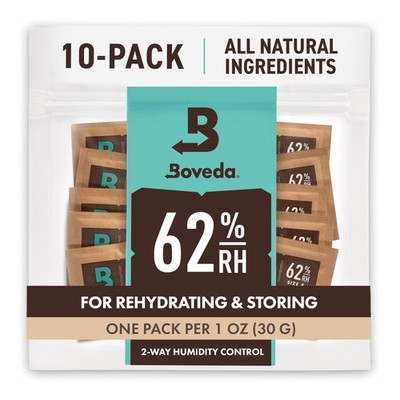 Boveda 62% RH Size 8-10 Pack Two-Way 0.0625 Pounds (10-Pack), ReFresh 