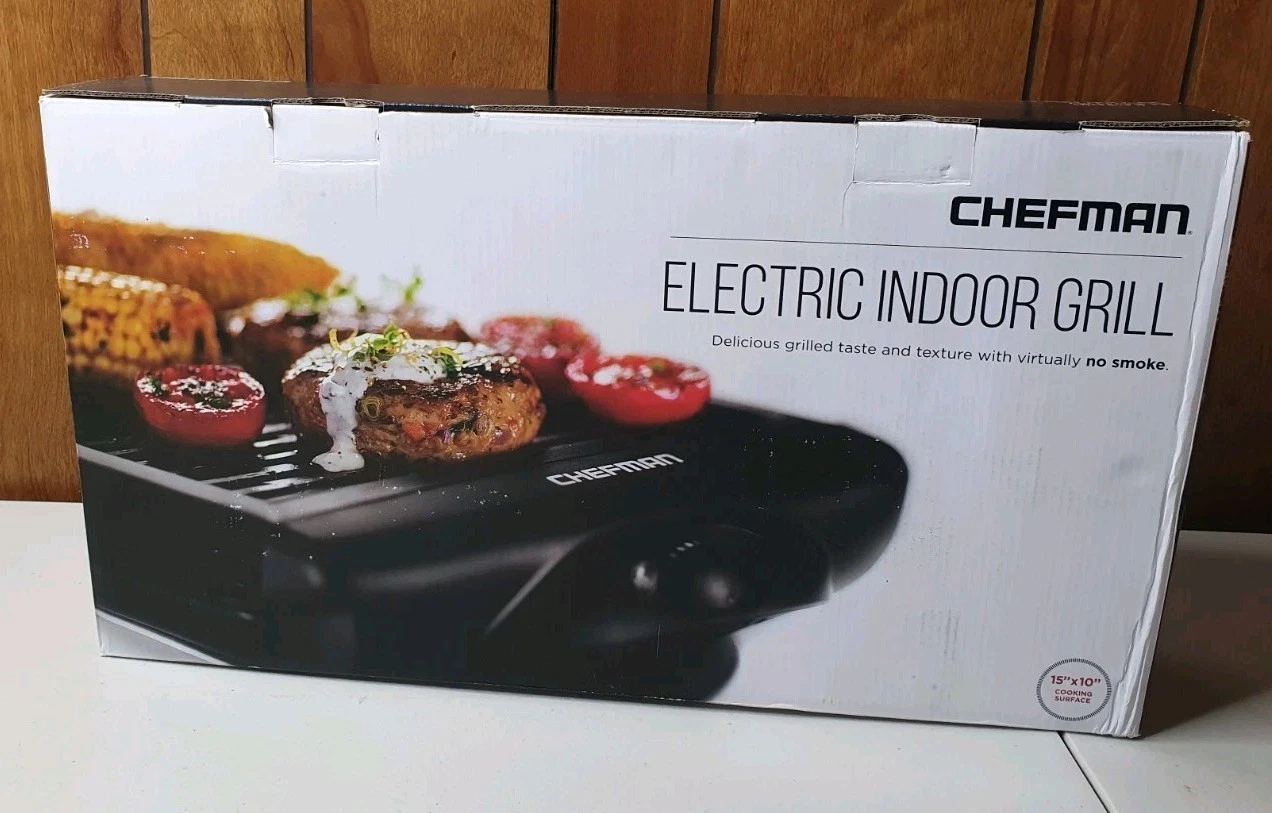 Chefman RJ23-SG Indoor Smokeless Electric Grill, 15"X10" Cooking Surface