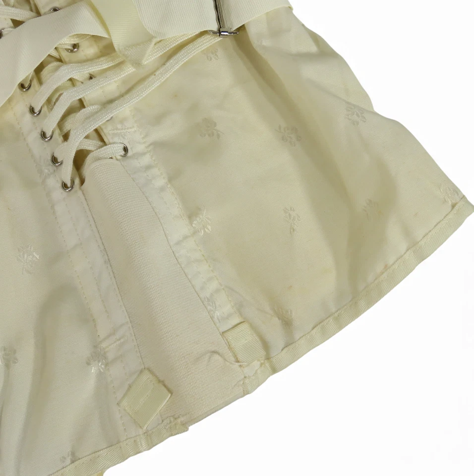 VTG Camp Corset Back Brace WHITE/IVORY Fan Laced STEAMPUNK Bustier Festival 42 - Image 3 of 4