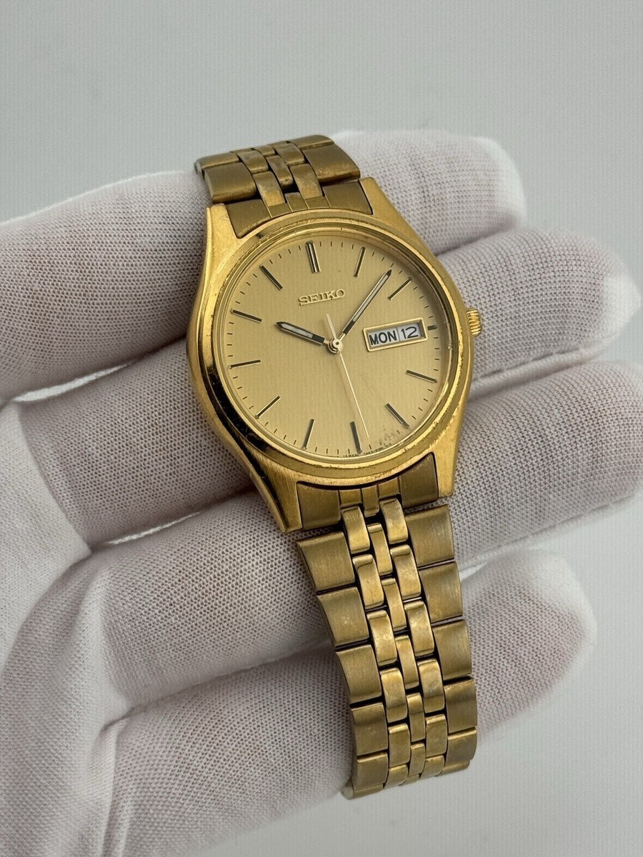 Seiko PRESIDENT 7N43-9048 Quartz Gold Plated Mens Bracelet Watch