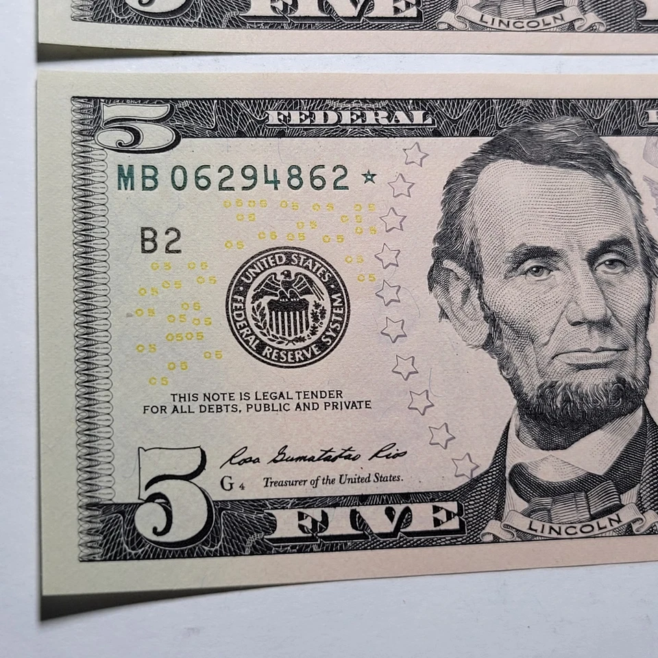 2013 Federal Reserve $5 Dollar ~Consecutive STAR Replacement Notes GEM BU 2-Ct🔥 - Image 4 of 4