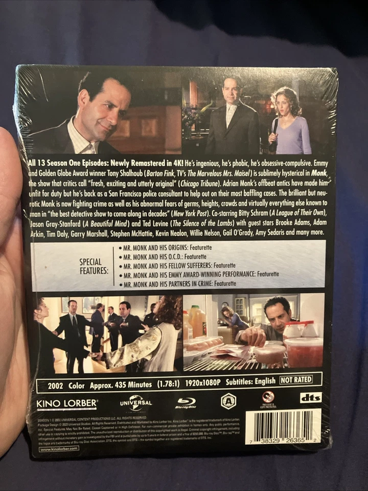 Monk: Season One Blu-ray Boxed Set, Subtitled NEW SEALED SLIPCOVER REGION A 1 - Image 3 of 4