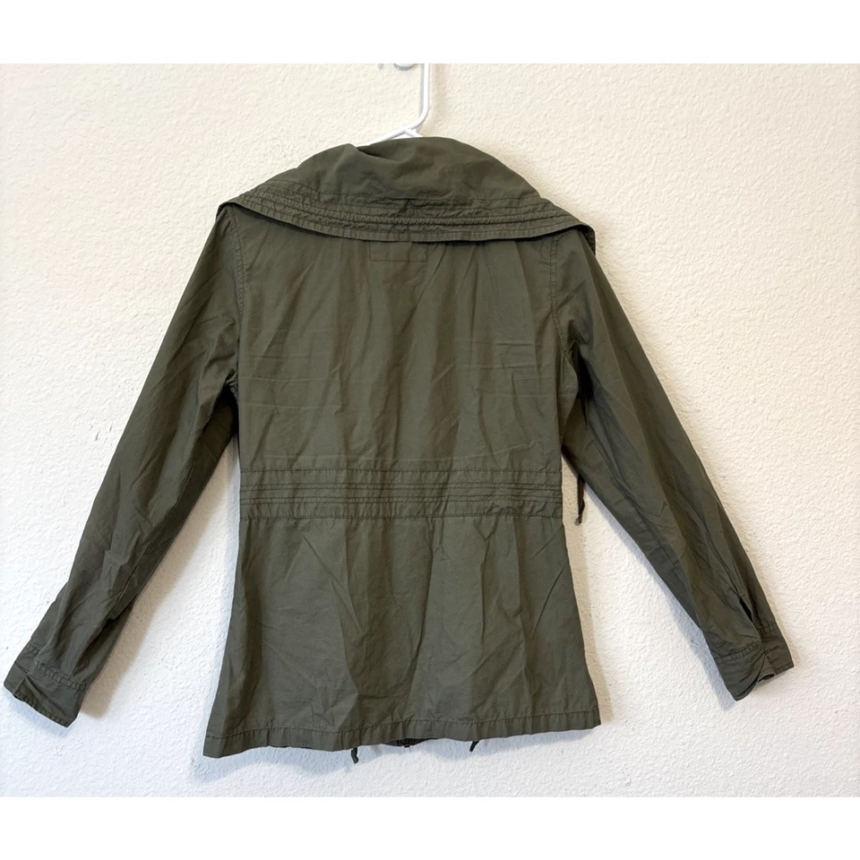 Decree Utility Jacket Women M Olive Green Drawstring Parka Boho Casual - Image 2 of 4