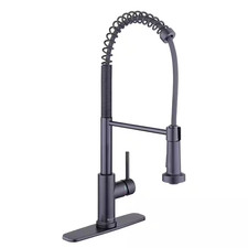 Paulina Single-Handle Spring Neck Pull down Sprayer Kitchen Faucet in Matte Blac