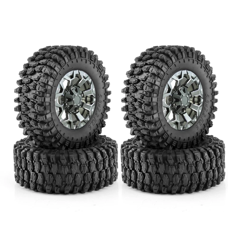 1/8 Scale RC Crawler Metal Beadlock Wheels & Rubber Tires - 2.6 Inch Upgrade - Image 4 of 4
