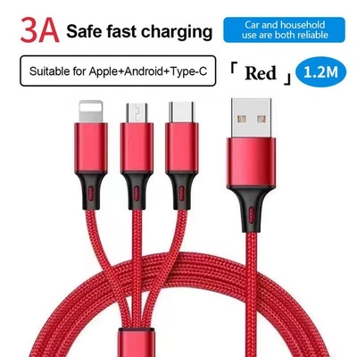 Portable 3-In-1 Usb Cable, Mini Usb C-Type Charger Cable, Multiple Usb Ports - Image 1 of 4