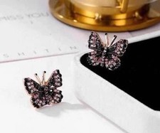 Beautiful Multi Colored Rhinestone Butterfly Stud Earrings. These just Sparkle