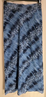 Women's Blue Floral Print Ruched Mesh Maxi Skirt By Urban Outfitters Size Medium