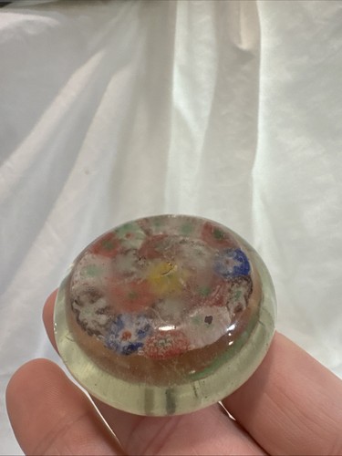 Vintage Millefiori Murano Art Glass Canes Paperweight Label Pink Grn Blue Yellow - Picture 5 of 6