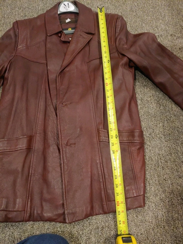 Chaqueta de cuero vintage Fidelity abrigo de coche forrado hecho en EE. UU. Talla 44 Foto 4 de 4