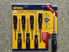 NEW Irwin 8 Piece TorqueZone Comfort Handle Screwdriver Set Phillips Flat Square
