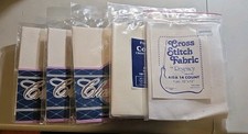 Vintage Lot 5 Cross Stitch Fabric Aida 11,14,18  22 Count