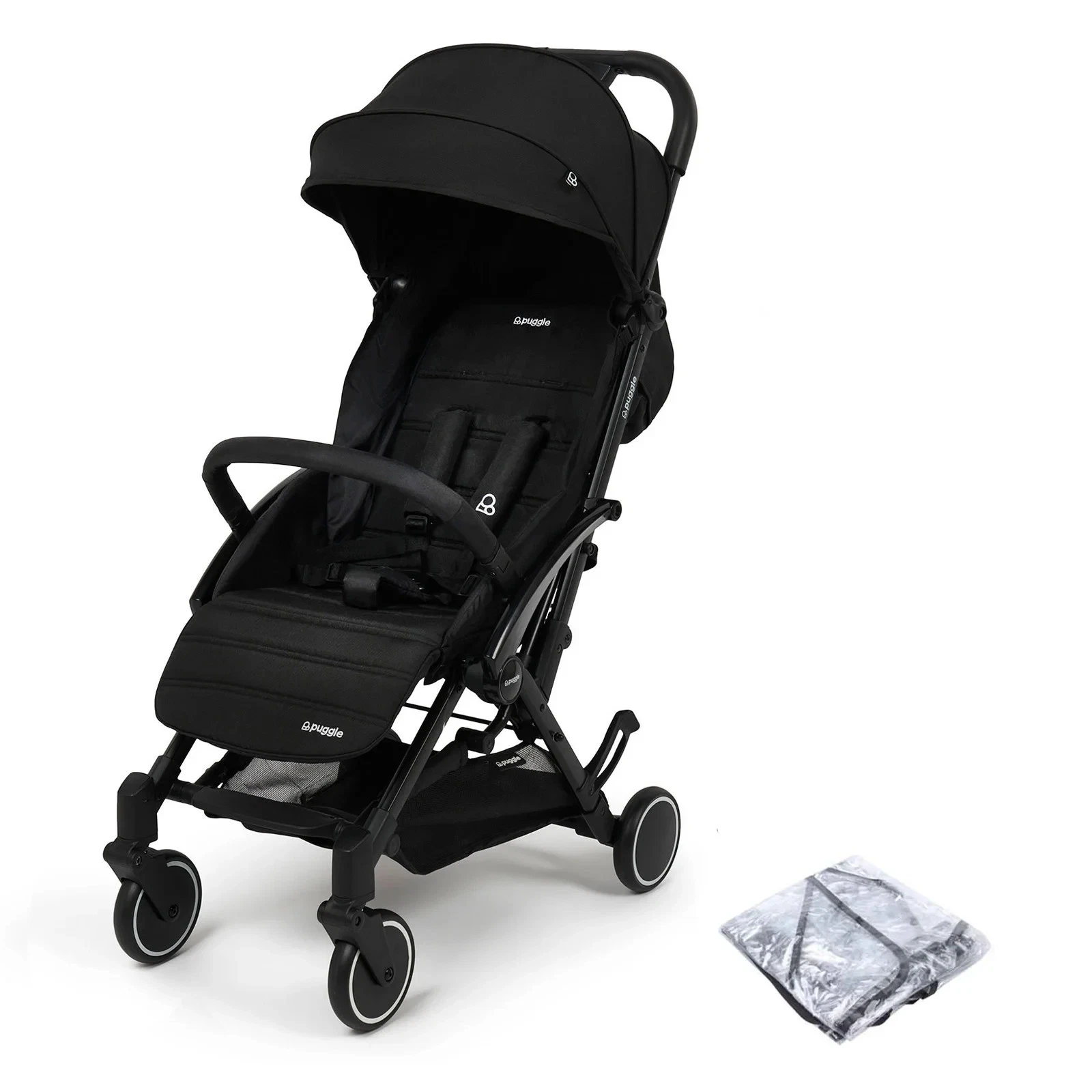 Puggle Seattle Fold Go Compact Pushchair Lightweight Stroller Midnight Black