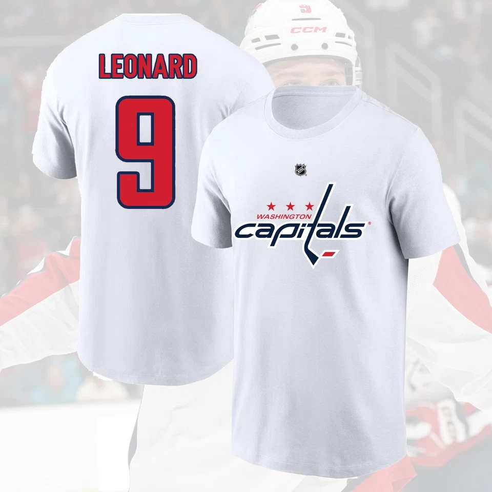 ¡OFERTA! Ryan Leonard #9 Washington Capitals 2025 nombre y número del jugador para fanáticos Foto 4 de 4