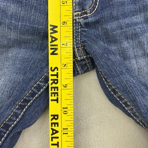 BKE Jeans Girls 8 Blue Denim Conner Bootcut Faded Whisker Buckle Distressed Zip - Picture 13 of 14