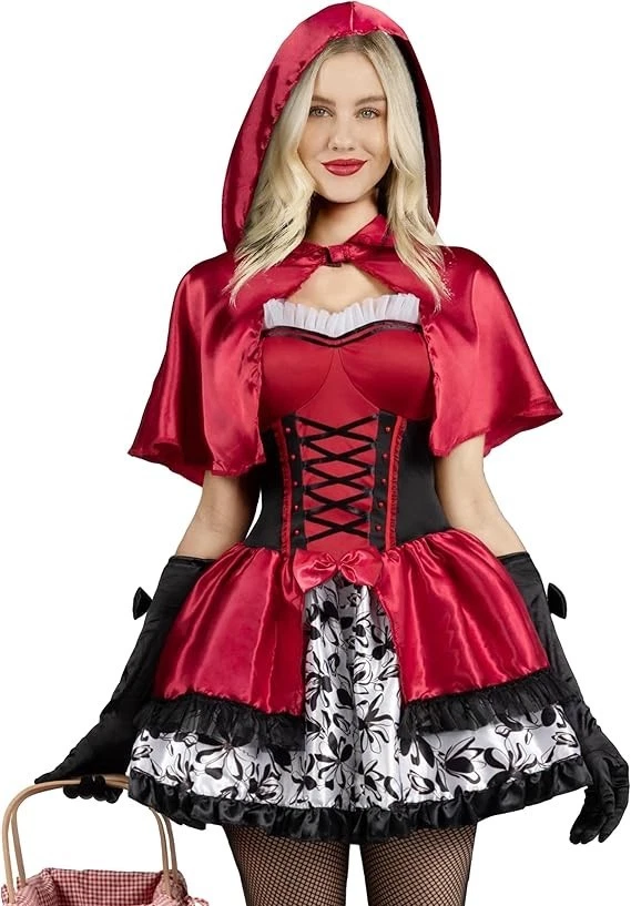 Women Little Red Riding Hood Costume with Little Red Riding Hood Accessories