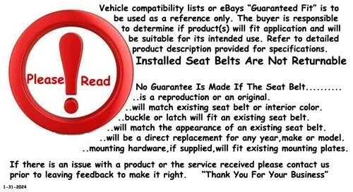 Seat Belts With Mounting For Buick, Chevrolet, Cadillac, Oldsmobile, Pontiac 60" - Image 2 of 4