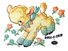Vintage Image Lamb Amsco Doll-E-Crib Furniture Transfers Waterslide Decals AN839