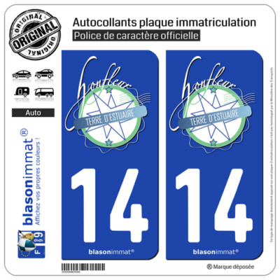 2 Aufkleber Sticker Nummernschild 14 Honfleur - Terre d'Estuaire
