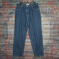 LL Bean womens dark distressed Original fit highrise Relaxed jeans 16x30 EUC