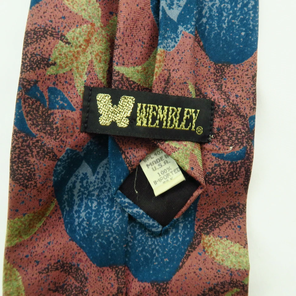 Corbata de Colección Wembley Para Hombre Floral Azul Rosa Abstracta 100% Seda Hecha en EE. UU. Foto 3 de 4