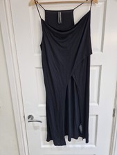 Anthropologie Midi Dress Front Slit Black Size Medium New With Defect