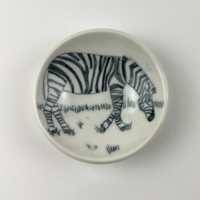 Autumn Higgins Studio Pottery Dish Zebra Bowl Small Sauce Ring Trinket Handmade