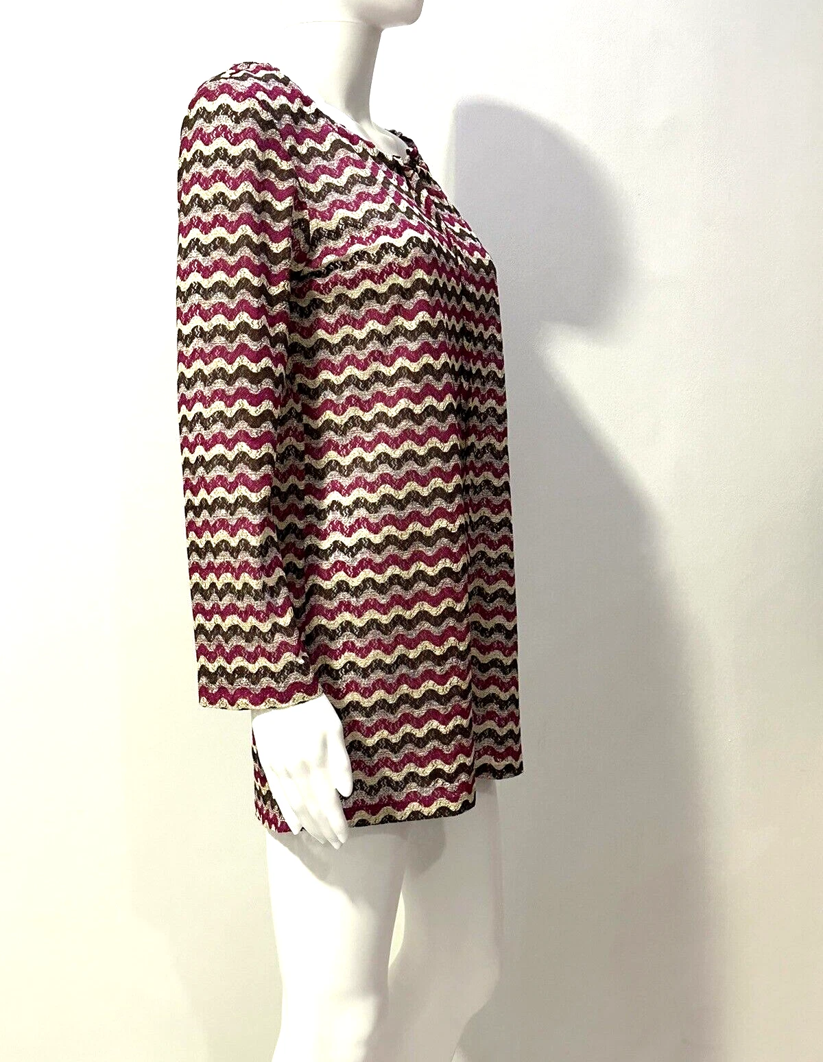 ABITO CORTO A RIGHE KENZO PARIS A MANICHE LUNGHE LAVORATO A MAGLIA WAVE TAGLIA S
