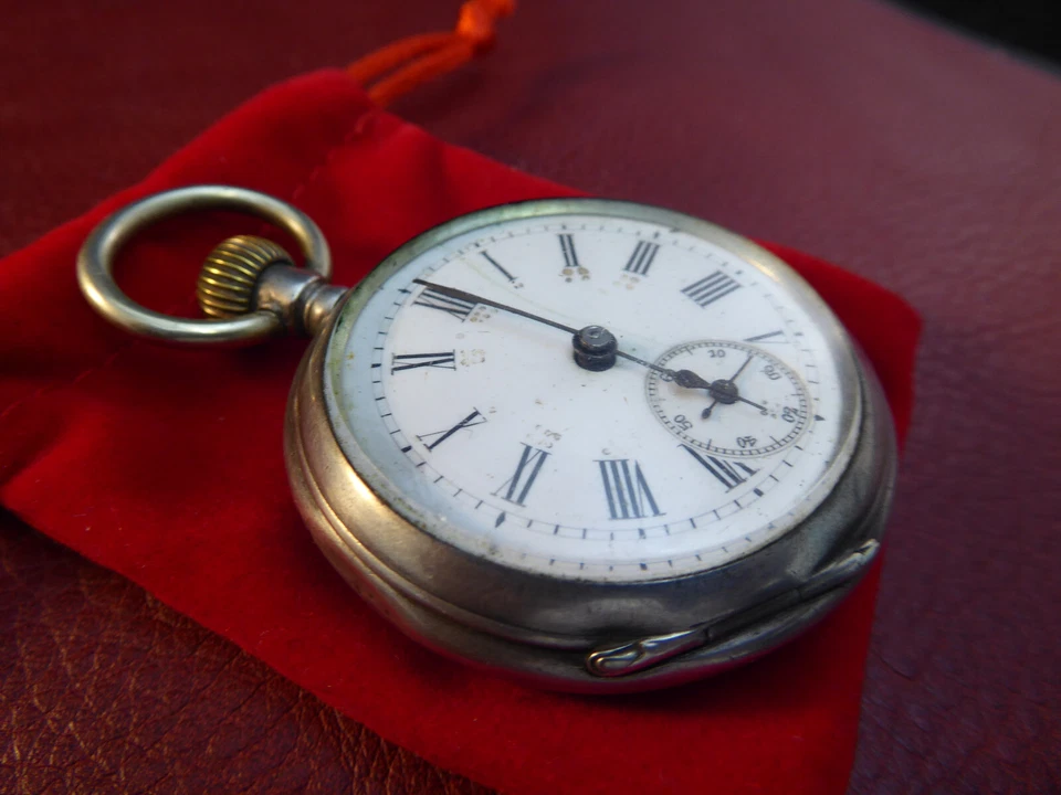 Schöne antike Bauern Taschenuhr Remontoir Patent No.59558 Pocket Watch um 1900 ! - Bild 3 von 4