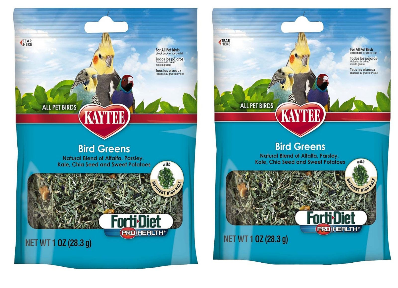 KAYTEE BIRD GREENS PARROT COCKATEIL CANARIES NATURAL FORAGING TREAT 577235  X 2
