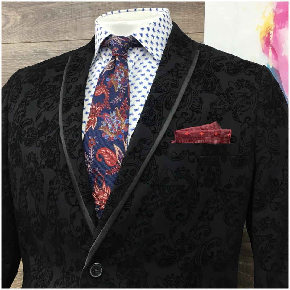 Conjunto de 2 piezas de traje para hombre INC talla L (44R) chaqueta ajustada blazer pantalones dos botones Foto 2 de 4