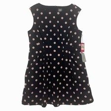 Womens Polka Dot Dress Sz 16 W Black Pink Midi Vince Camuto Minimalist Wedding