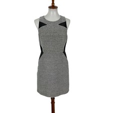 Banana Republic Gray White Dress 8 Sleeveless Career Workwear Back Zip Office