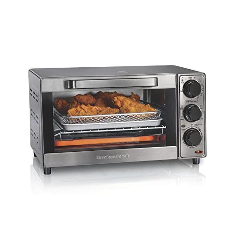 9-in-1 Air Fryer Toaster Oven Combo with Pizza Pan 4 Slice Stainless Steel