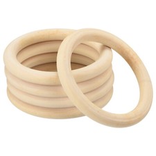 5Pcs 90mm 3.5" Natural Wood Rings, 10mm Smooth Unfinished Wooden Circles